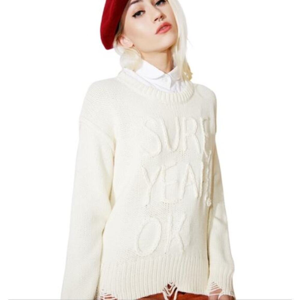 Wildfox‎ sure yeah ok distressed sweater